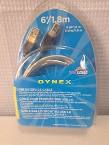 Dynex 6 ft Male A to B USB 2.0 Printer/Device Cable 24K Gold Plated Connectors - Picture 1 of 2