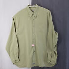 Ted Baker Button Down Shirt Men's Size 17 Green Pinpoint  Polynosic Long Sleeve