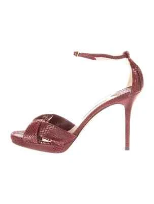 Sandalias JIMMY CHOO Cuero Borgoña Estampado Animal Talla 9.5 IT 39.5 Buen Estado Foto 1 de 4