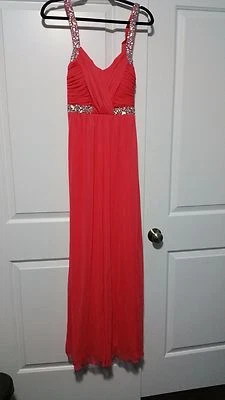 Nuevo Vestido Formal de Baile de graduación Para Mujer Deb Coral Rosa Melocotón Estrás Talla 5 Foto 1 de 4