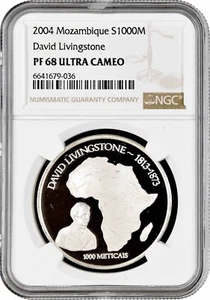 Mozambique 1000 meticais 2004, NGC PF68 UC, "David Livingstone" Top Pop 1/0 - Picture 1 of 2