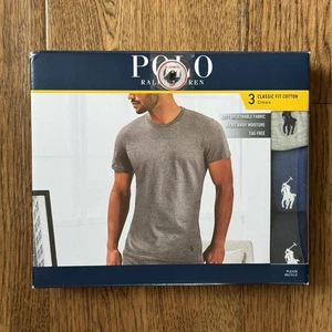 Polo Ralph Lauren Men’s 3-Pack T-Shirts Classic Fit Cotton Size Medium Gray Blue - Picture 1 of 6
