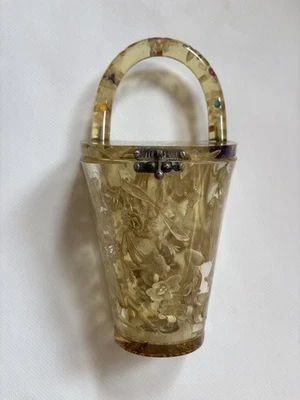 Joyce Francis Vintage Carved Lucite Purse “Frogs With Waterlilies” Unique! - Image 1 of 4