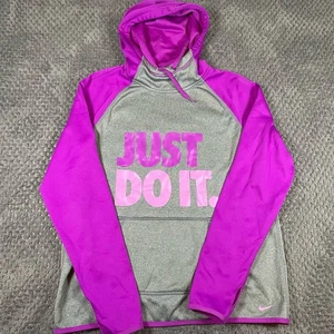 Nike Womens Therma-Fit Just Do It Purple Hoodie Sweatshirt Sz M Athleisure Sport - Picture 1 of 8