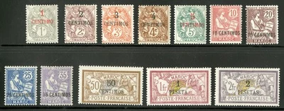 French Morocco   1902-10   Scott # 11-22  Mint Lightly Hinged - Mint Hinged Set - Image 1 of 2