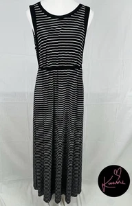 Marcs Maxi Dress Black And White Stripe Sleeveless Stretch Comfy Size M/ Au 10 - Picture 1 of 8