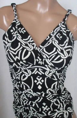 Camiseta Tankini LANDS END Negra Nudos Formadores Sobrepelliz Mujer 2 NUEVA Foto 1 de 4