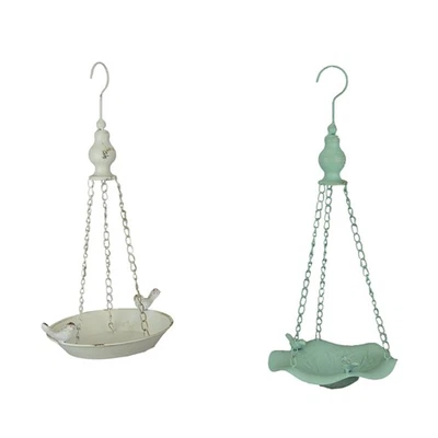 Белая зеленая металлическая подвесная кормушка для птиц уличный декоративный лоток для семян садовый декор - Изображение 1 из 3