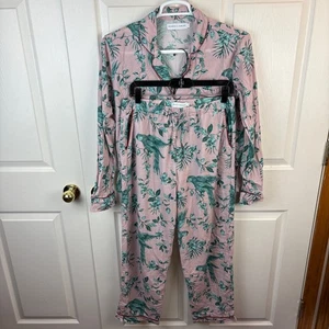 Set pigiama donna Desmond & Dempsey pappagallo pantaloni manica lunga rosa verde - Foto 1 di 8