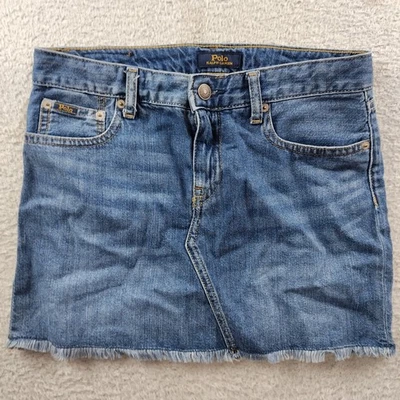 Polo Ralph Lauren Denim Skirt Women's Size 6 Fringe Hem 5 Pocket - Image 1 of 4