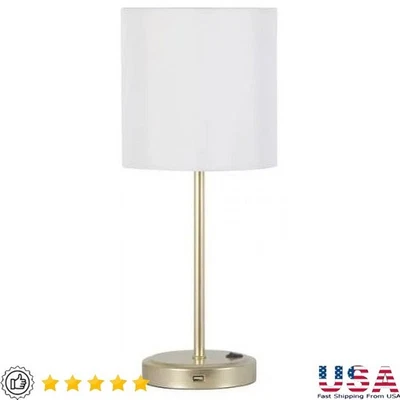 Lámpara Stick de Material Metal Acabado Dorado de 19" de Altura con Puerto USB Moderno Oficina Dormitorio Foto 1 de 4