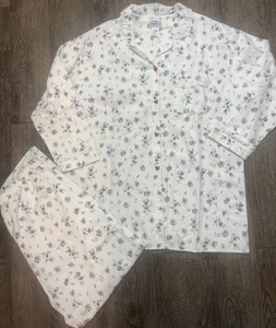 Lanz Of Salzburg weißer Flanell Schlafanzug XL Herzen Blumen Damen’s - Bild 1 von 12