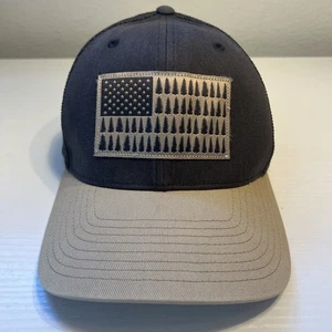 Cappello camionista Columbia rete Flexfit L/XL albero bandiera berretto a sfera usato in ottime condizioni grigio beige - Foto 1 di 8