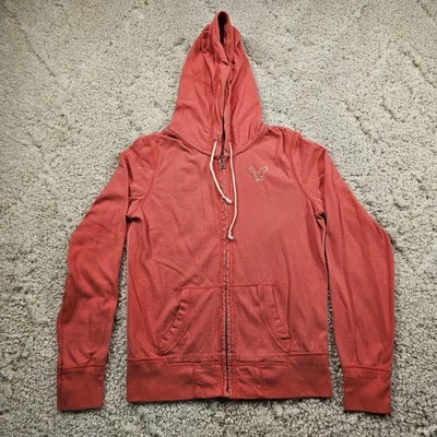 Moletom com capuz American Eagle Outfitters feminino leve bolsos com zíper completo Y2K médio  - Imagem 1 de 4