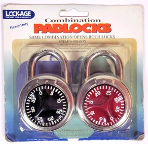 2 - Combination Padlocks - Heavy Duty - Hardened - Lock-Age - Black & Red - Picture 1 of 4