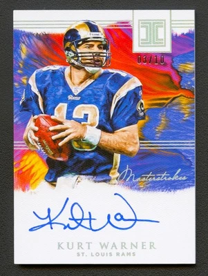 KURT WARNER 2018 IMPECCABLE MASTERSTROKES RAMS HOF LEGEND AUTO AUTOGRAPH /10 - Image 1 of 2