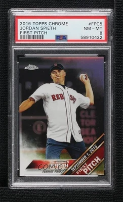 2016 Topps Chrome First Pitch Jordan Spieth #FPC-5 PSA 8 - Image 1 of 2