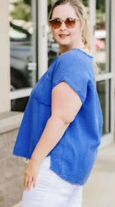 Staffelei royalblau Strick hauchdünnes Gefühl Top - Bild 1 von 3