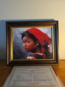Mian Situ WA GIRL Giclee art canvas #46/150 Framed W/ COA 12" X 10"   - Picture 1 of 7
