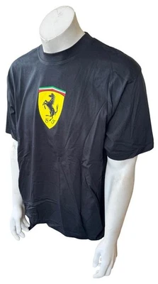Camisa Ferrari Hombre Caballo SF Logo Gráfico Negra Manga Corta Talla Grande Foto 1 de 3