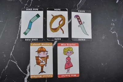 Vintage CLUE Game Cards 1960s Assorted set of 5 - Image 1 of 4