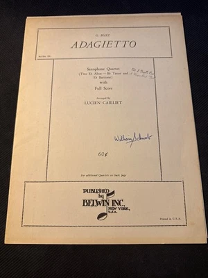 Vintage Adagietto Saxophone Quartet by Bizet/Cailliet Belwin Music - Image 1 of 3