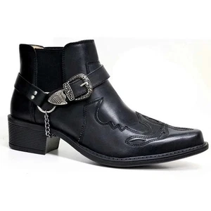 HERREN COWBOYSTIEFEL WESTERN SLIPPER KUBANISCHER ABSATZ KNÖCHELGESCHIRR REITEN - Bild 1 von 6