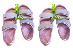 (Confezione da 2) Sandali Crocs bambino rosa e lavanda doppio cinturino taglia J2/EU 33-34 nuovi - Foto 1 di 3