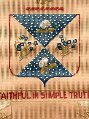 Beaded FAITHFUL IN SIMPLE TRUTH Paper Punch Motto Sampler on perforated paper - Image 1 of 4