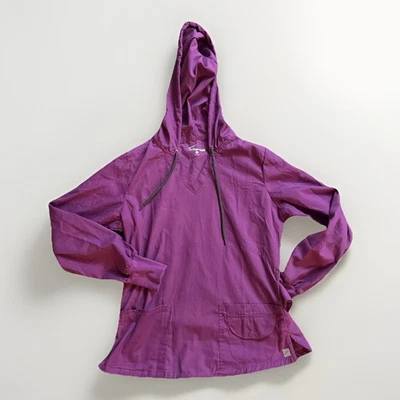 BUTTER SOFT Core Women's 4-Pocket Pullover Hoodie Purple Scrub Top Size Small - Image 1 of 4