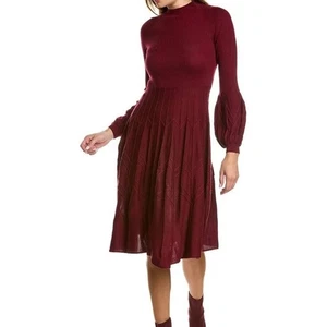DVF Dillan Strick Midi Knielanges Kleid Größe Medium in Cabernet Neu mit Etikett - Bild 1 von 14