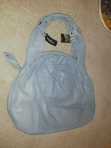 NWT Vintage Furla Gray Leather Tote Purse Tote w/Dust Bag $565 Italy Med/Large - Picture 1 of 5