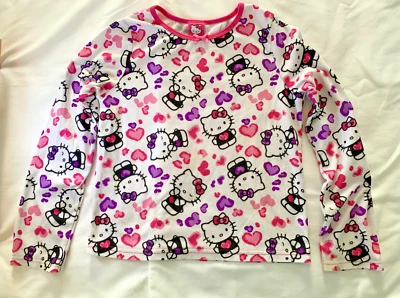Пижамный топ Hello Kitty от Sanrio для девочек розовый фиолетовый котенок и сердца L - Изображение 1 из 4