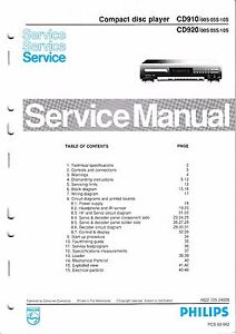 Service Manual-Anleitung für Philips CD 910,CD 920 
