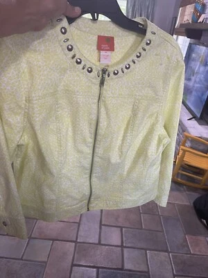 Hearts of Palm Womens Size 14 Lime Green  zip front Jacket EUC - Image 1 of 2