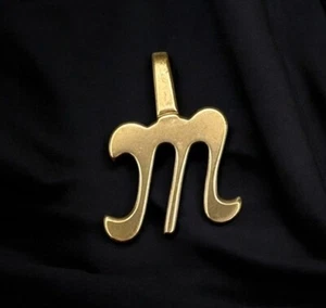 Vintage Gold Tone Capital M Charm Pendant Script - Picture 1 of 6
