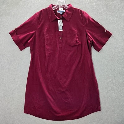 Karen Scott Women Dress 0x Red Shirt Collar Short Sleeve NWT - Image 1 of 4