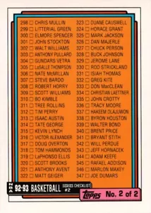 1992-93 Topps Basketball #396 - Checklist 2: 298-396 92-621 - Picture 1 of 2