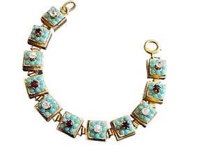Vintage Armband Faux Türkis und Strass (A1732) - Bild 1 von 6