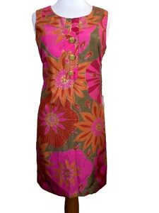 JESSICA HOWARD - RETRO 70'S STYLE RIGHT TROPICAL FLORAL PRINT SHIFT DRESS SZ 10P - Picture 1 of 5