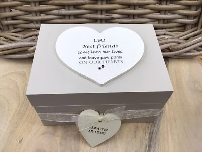 Personalised Memory Box . Loss of a pet DOG CAT ETC any Name Bereavement Ashes - Image 1 of 3