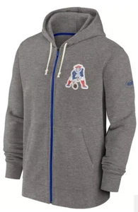 New England Patriots Nike Historic Throwback Gris Cremallera Completa Sudadera con Capucha Hombres Talla Grande - Imagen 1 de 6
