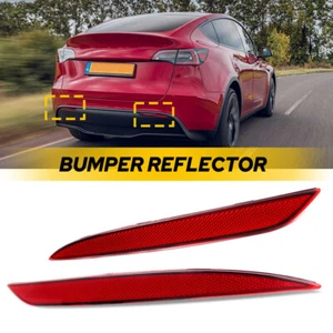 Car Rear Bumper Reflector Tail Lamp Case For 2020-2022 Tesla Model Y Red L & R - Picture 1 of 19