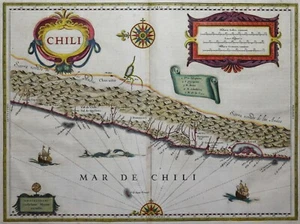 Chile - Chili - W.J. Blaeu - Rare Original Map from 1640 - Picture 1 of 3