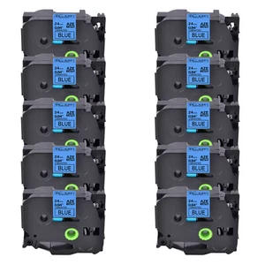 10PK Compatible with Brother TZ-551 PT-P750W Black on Blue Label Tape 24mm 1" - Picture 1 of 12