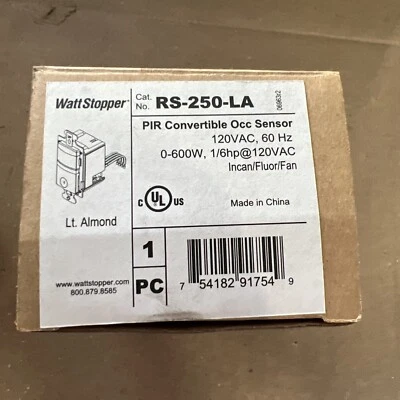 WATTSTOPPER RS-250-LA  SWITCH SENSOR - PIR - MULTI-MODE - 120V- LIGHT ALMOND - Image 1 of 4