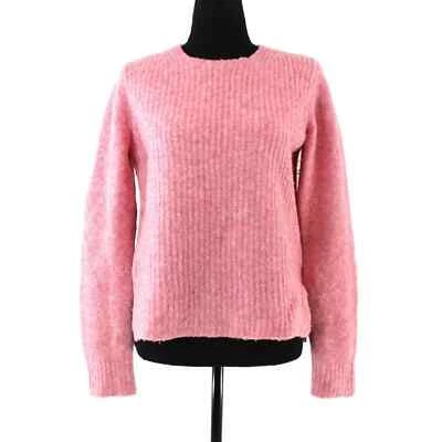 Rag & Bone Francie Crewneck Wool Suede Elbow Patch Pullover Pink Sweater S Top - Image 1 of 4