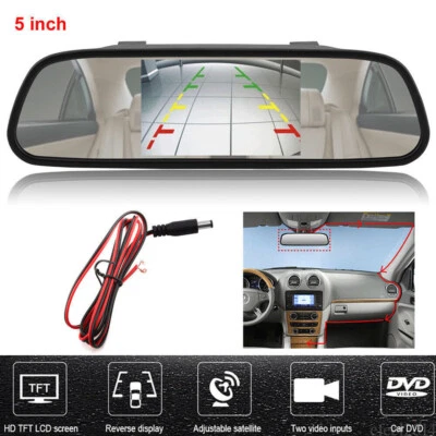 5" Wired Mirror Screen Car Rear View Monitor for Van Truck Backup Reverse Camera - Image 1 of 4