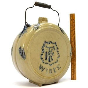 Antique STONEWARE WINE CANTEEN by WHITES POTTERY for "I.F& K WINES" c.1890 Rare! - Picture 1 of 12