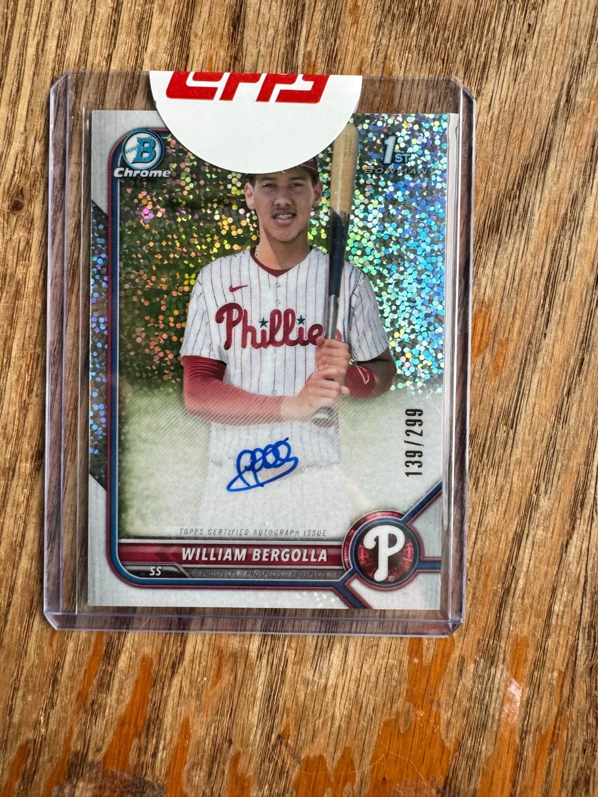 William Bergolla 2022 Bowman Chrome 1st Autograph Speckle Refractor Auto #/299